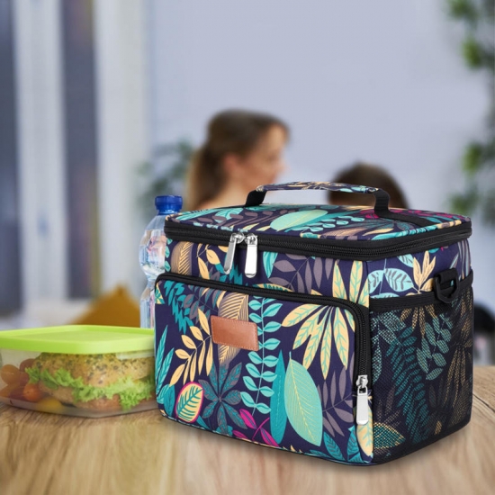 Blue Leaves Lunch Tote Bags